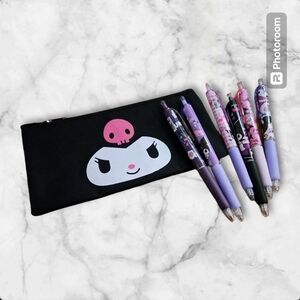 Kuromi NEW Bundled Deal! 1 Pack of Pens & 1 Canvas Pencil Bag Case!